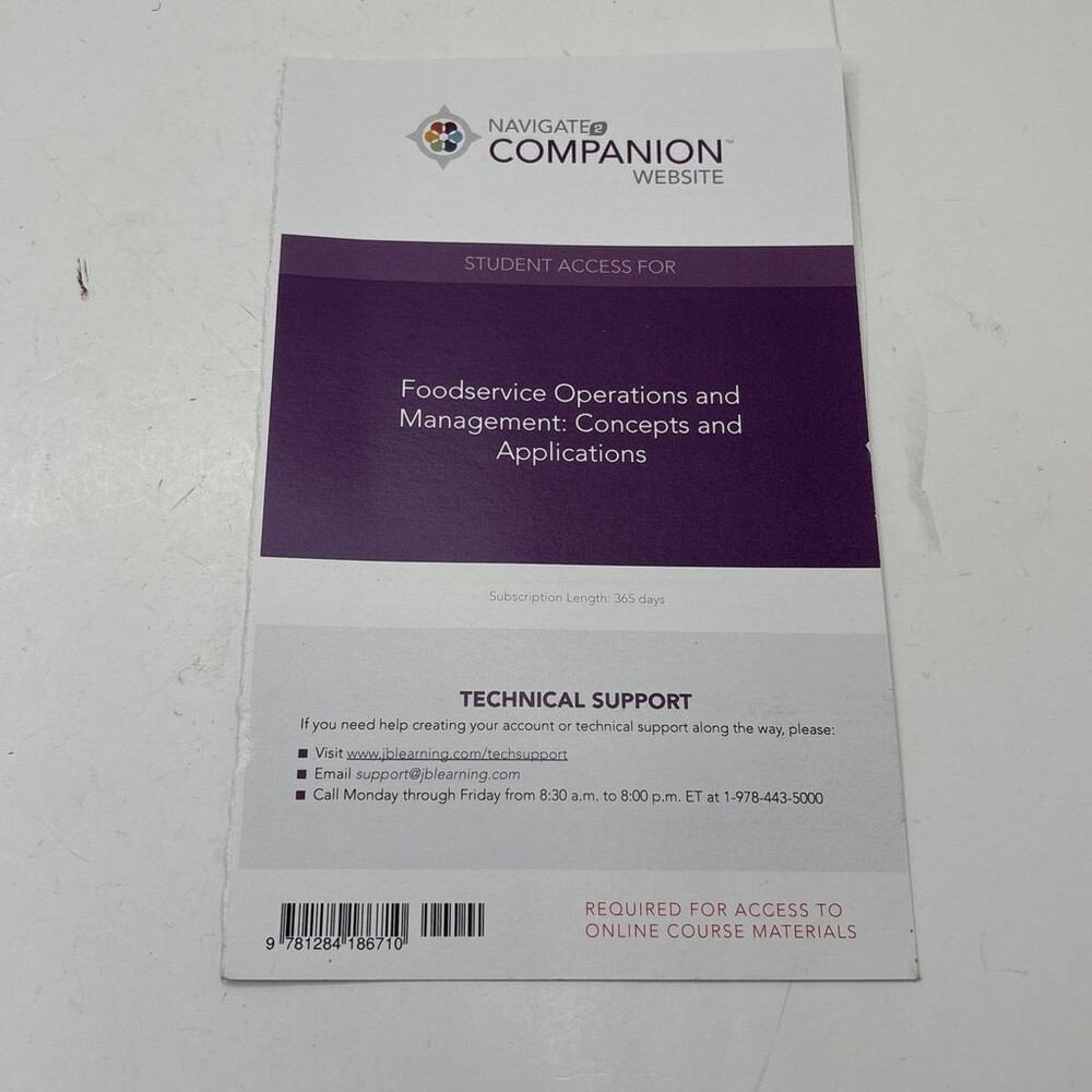 Foodservice Operations and Management Navigate2 Access Code - Textbook English